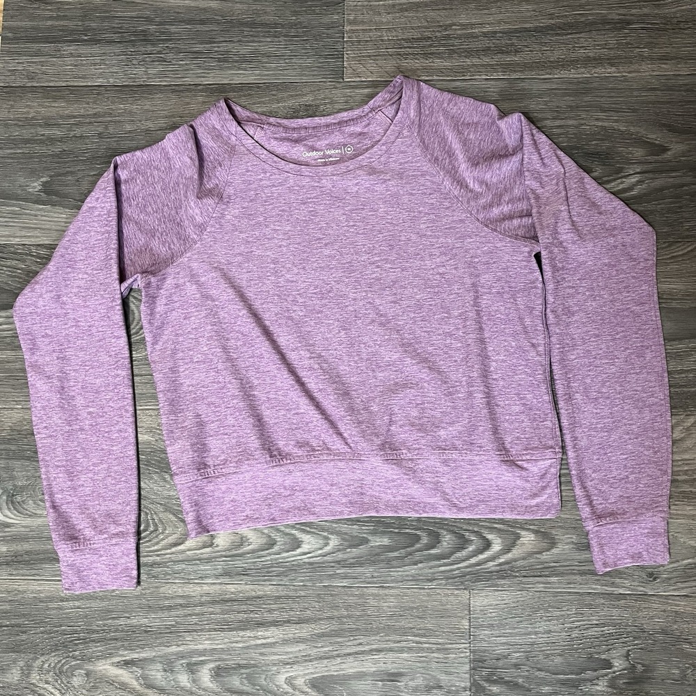Outdoor Voices Womens Cloudknit Boxy Longsleeve Crop Shirt Sz M Orchid Active